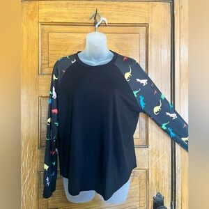 Dinosaur Print Black Long Sleeve Shirt